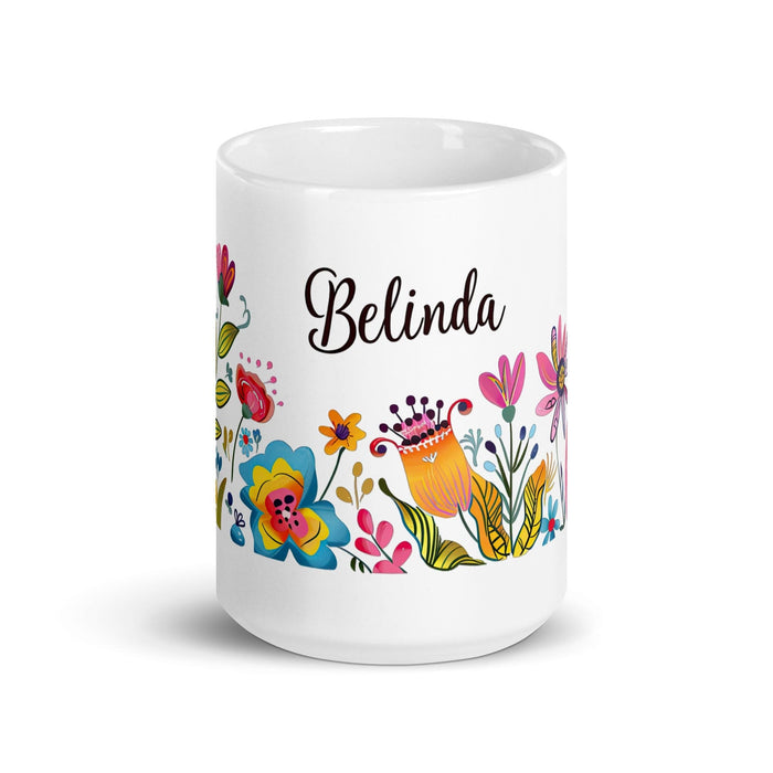 Belinda Exclusive Name Art Piece Home Office Work Coffee Mug Mexican Spanish Pride Gift Cup One-Of-A-Kind Calligraphy White Glossy Mug | B18 Mexicada