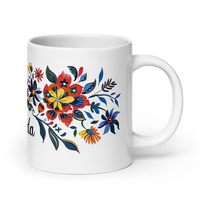 Belinda Exclusive Name Art Piece Home Office Work Coffee Mug Mexican Spanish Pride Gift Cup One-Of-A-Kind Calligraphy White Glossy Mug | B19 Mexicada 20 oz