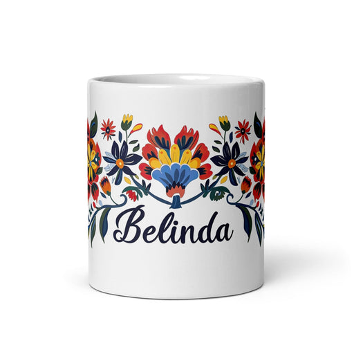 Belinda Exclusive Name Art Piece Home Office Work Coffee Mug Mexican Spanish Pride Gift Cup One-Of-A-Kind Calligraphy White Glossy Mug | B19 Mexicada