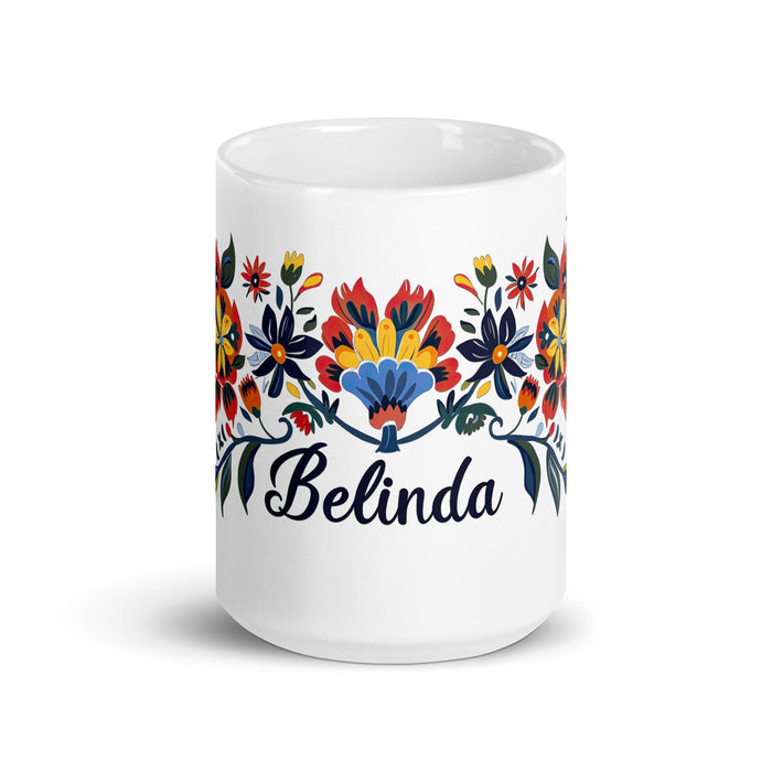 Belinda Exclusive Name Art Piece Home Office Work Coffee Mug Mexican Spanish Pride Gift Cup One-Of-A-Kind Calligraphy White Glossy Mug | B19 Mexicada