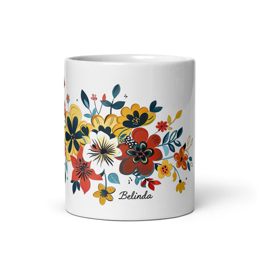 Belinda Exclusive Name Art Piece Home Office Work Coffee Mug Mexican Spanish Pride Gift Cup One-Of-A-Kind Calligraphy White Glossy Mug | B2 Mexicada