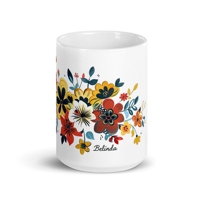 Belinda Exclusive Name Art Piece Home Office Work Coffee Mug Mexican Spanish Pride Gift Cup One-Of-A-Kind Calligraphy White Glossy Mug | B2 Mexicada