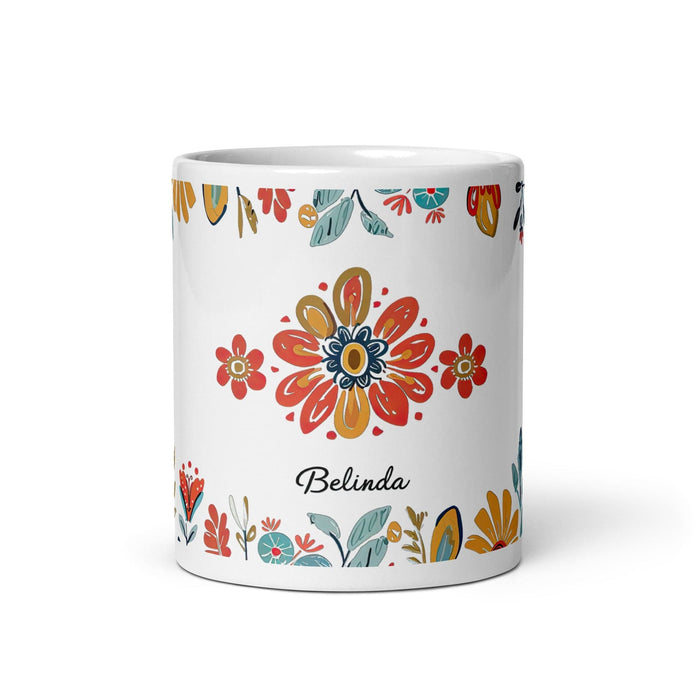 Belinda Exclusive Name Art Piece Home Office Work Coffee Mug Mexican Spanish Pride Gift Cup One-Of-A-Kind Calligraphy White Glossy Mug | B20 Mexicada