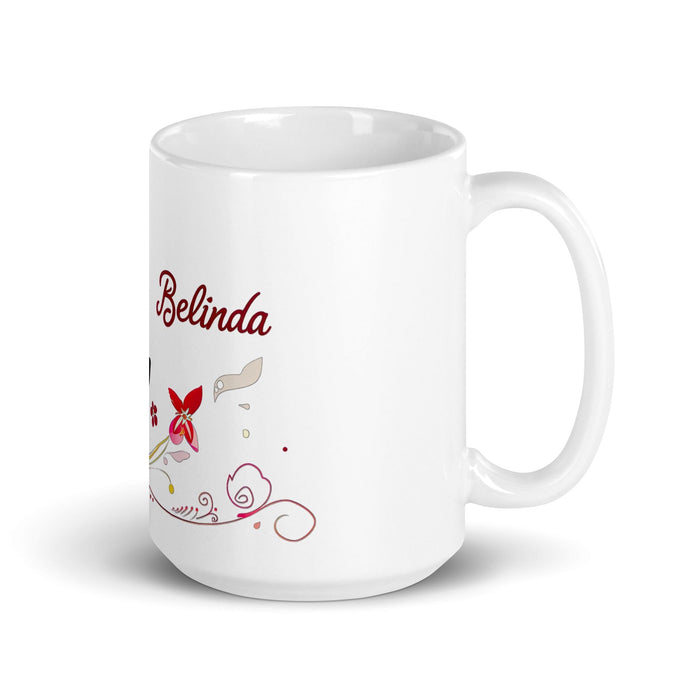 Belinda Exclusive Name Art Piece Home Office Work Coffee Mug Mexican Spanish Pride Gift Cup One-Of-A-Kind Calligraphy White Glossy Mug | B23 Mexicada 15 oz