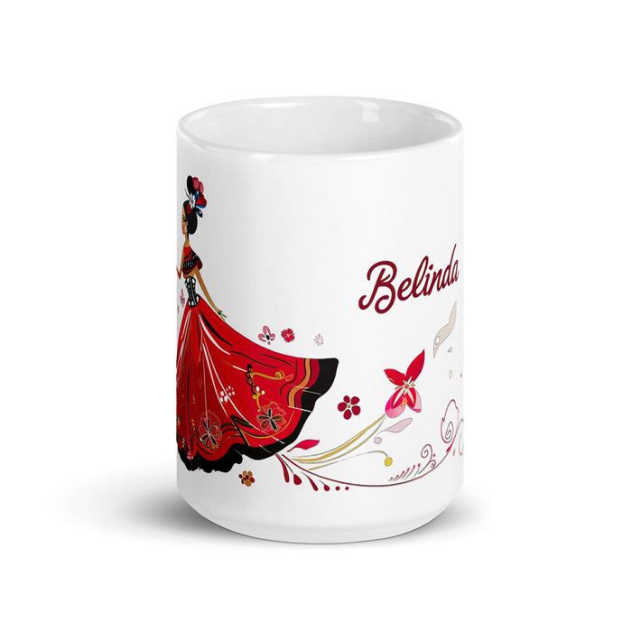 Belinda Exclusive Name Art Piece Home Office Work Coffee Mug Mexican Spanish Pride Gift Cup One-Of-A-Kind Calligraphy White Glossy Mug | B23 Mexicada