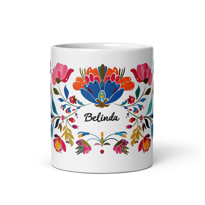 Belinda Exclusive Name Art Piece Home Office Work Coffee Mug Mexican Spanish Pride Gift Cup One-Of-A-Kind Calligraphy White Glossy Mug | B24 Mexicada