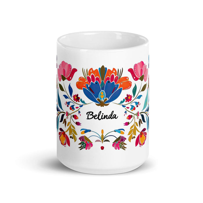 Belinda Exclusive Name Art Piece Home Office Work Coffee Mug Mexican Spanish Pride Gift Cup One-Of-A-Kind Calligraphy White Glossy Mug | B24 Mexicada