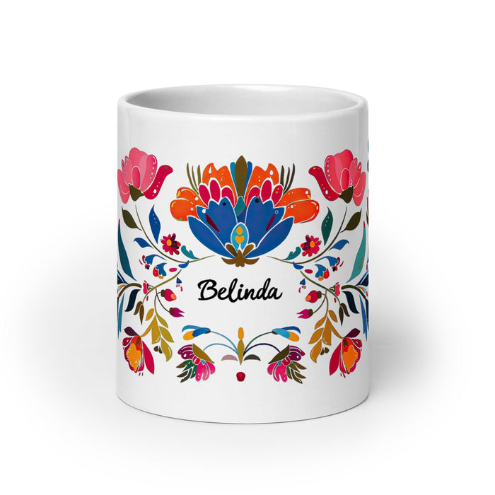 Belinda Exclusive Name Art Piece Home Office Work Coffee Mug Mexican Spanish Pride Gift Cup One-Of-A-Kind Calligraphy White Glossy Mug | B24 Mexicada