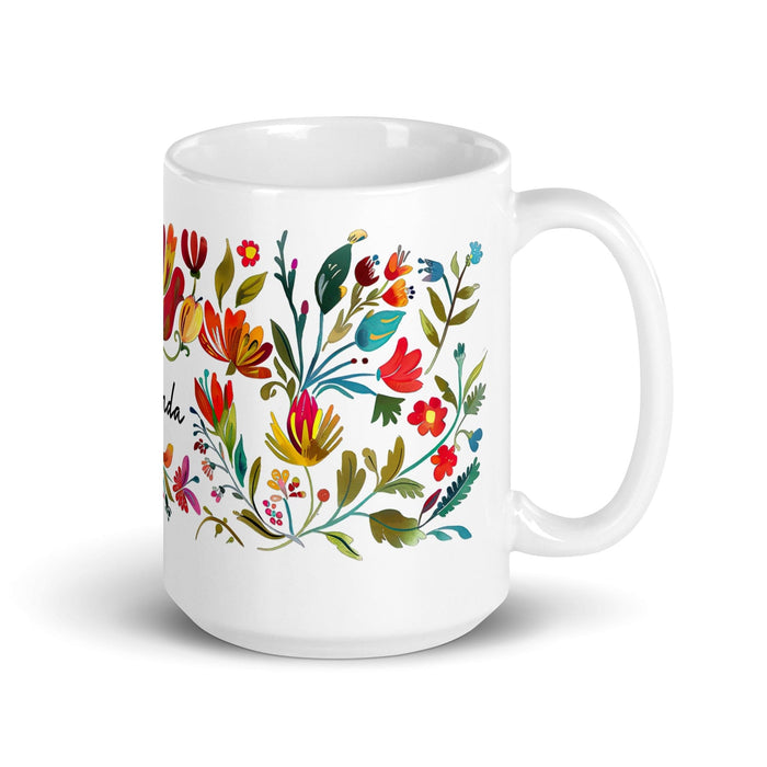 Belinda Exclusive Name Art Piece Home Office Work Coffee Mug Mexican Spanish Pride Gift Cup One-Of-A-Kind Calligraphy White Glossy Mug | B25 Mexicada 15 oz