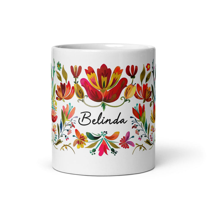 Belinda Exclusive Name Art Piece Home Office Work Coffee Mug Mexican Spanish Pride Gift Cup One-Of-A-Kind Calligraphy White Glossy Mug | B25 Mexicada