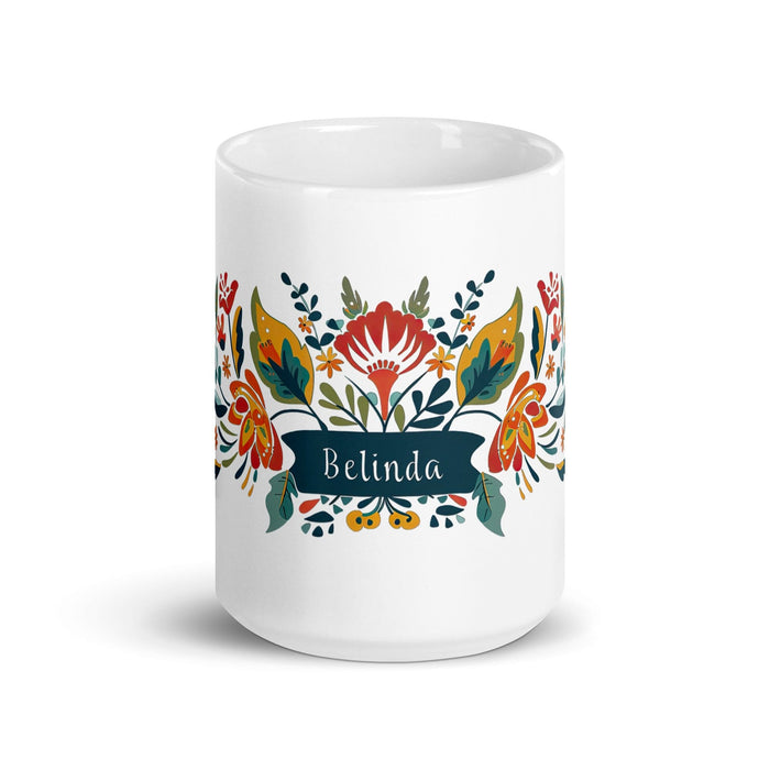 Belinda Exclusive Name Art Piece Home Office Work Coffee Mug Mexican Spanish Pride Gift Cup One-Of-A-Kind Calligraphy White Glossy Mug | B3 Mexicada