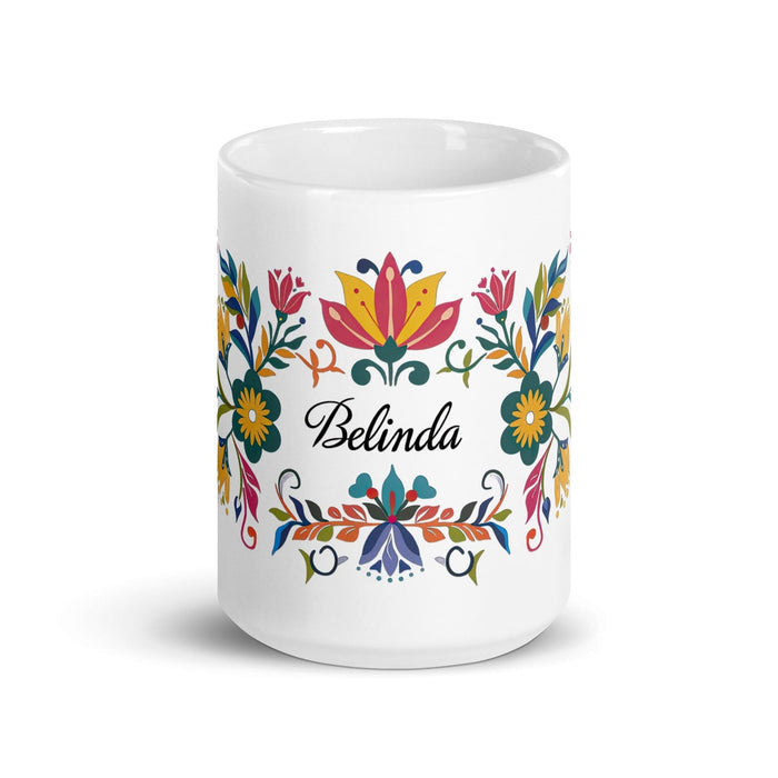 Belinda Exclusive Name Art Piece Home Office Work Coffee Mug Mexican Spanish Pride Gift Cup One-Of-A-Kind Calligraphy White Glossy Mug | B5 Mexicada