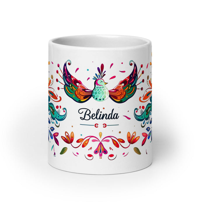 Belinda Exclusive Name Art Piece Home Office Work Coffee Mug Mexican Spanish Pride Gift Cup One-Of-A-Kind Calligraphy White Glossy Mug | B7 Mexicada