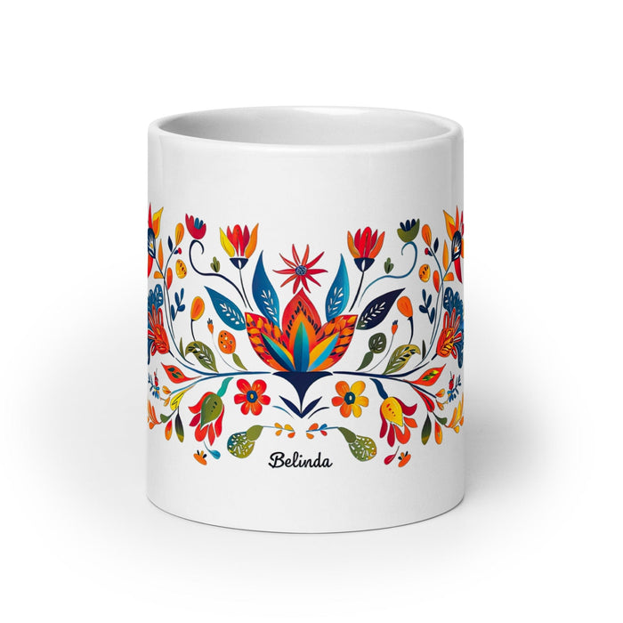 Belinda Exclusive Name Art Piece Home Office Work Coffee Mug Mexican Spanish Pride Gift Cup One-Of-A-Kind Calligraphy White Glossy Mug | B8 Mexicada