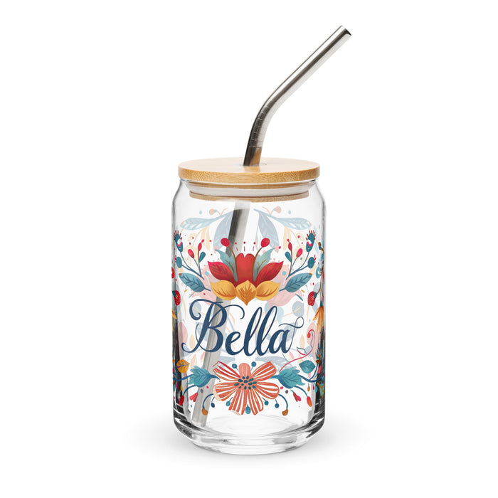 Bella Exclusive Name Art Piece Can - Shaped Glass Home Office Work Mexican Spanish Pride Gift Cup One - Of - A - Kind Calligraphy Glass | B11 - Mexicada