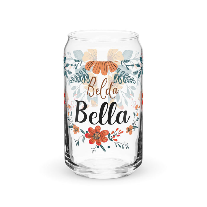 Bella Exclusive Name Art Piece Can - Shaped Glass Home Office Work Mexican Spanish Pride Gift Cup One - Of - A - Kind Calligraphy Glass | B13 - Mexicada