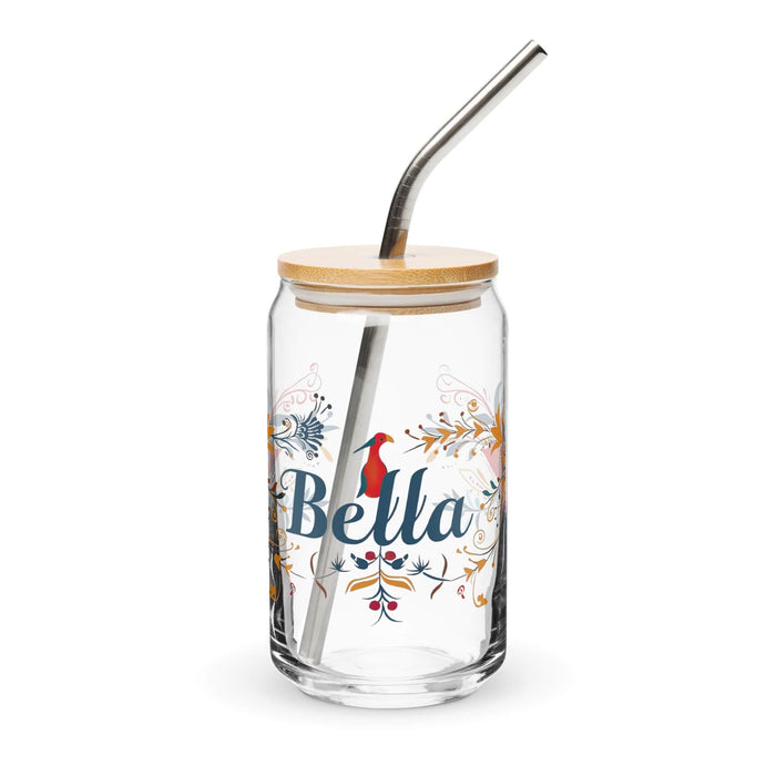 Bella Exclusive Name Art Piece Can-Shaped Glass Home Office Work Mexican Spanish Pride Gift Cup One-Of-A-Kind Calligraphy Glass | B14 Mexicada 16 oz With Lid & Straw