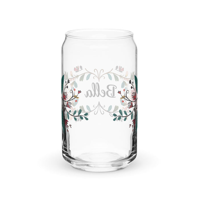 Bella Exclusive Name Art Piece Can - Shaped Glass Home Office Work Mexican Spanish Pride Gift Cup One - Of - A - Kind Calligraphy Glass | B15 - Mexicada