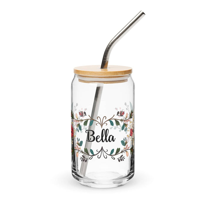 Bella Exclusive Name Art Piece Can-Shaped Glass Home Office Work Mexican Spanish Pride Gift Cup One-Of-A-Kind Calligraphy Glass | B15 Mexicada 16 oz With Lid & Straw