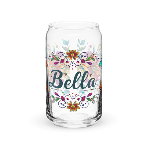 Bella Exclusive Name Art Piece Can - Shaped Glass Home Office Work Mexican Spanish Pride Gift Cup One - Of - A - Kind Calligraphy Glass | B17 - Mexicada