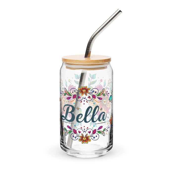 Bella Exclusive Name Art Piece Can-Shaped Glass Home Office Work Mexican Spanish Pride Gift Cup One-Of-A-Kind Calligraphy Glass | B17 Mexicada 16 oz With Lid & Straw