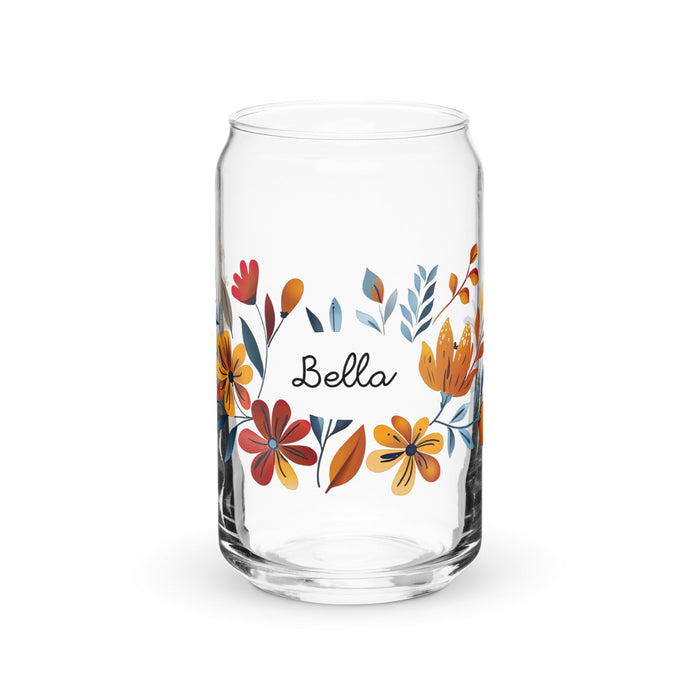 Bella Exclusive Name Art Piece Can - Shaped Glass Home Office Work Mexican Spanish Pride Gift Cup One - Of - A - Kind Calligraphy Glass | B18 - Mexicada