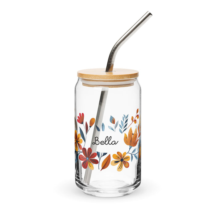 Bella Exclusive Name Art Piece Can - Shaped Glass Home Office Work Mexican Spanish Pride Gift Cup One - Of - A - Kind Calligraphy Glass | B18 - Mexicada