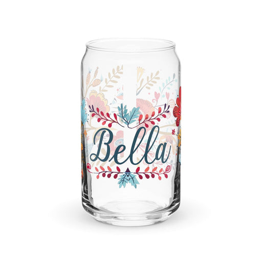 Bella Exclusive Name Art Piece Can-Shaped Glass Home Office Work Mexican Spanish Pride Gift Cup One-Of-A-Kind Calligraphy Glass | B2 Mexicada 16 oz