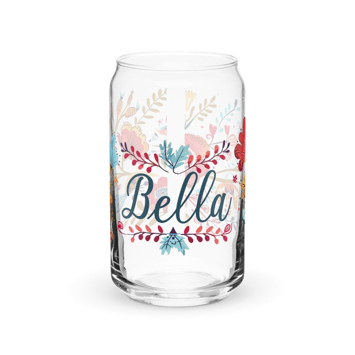 Bella Exclusive Name Art Piece Can-Shaped Glass Home Office Work Mexican Spanish Pride Gift Cup One-Of-A-Kind Calligraphy Glass | B2 Mexicada 16 oz