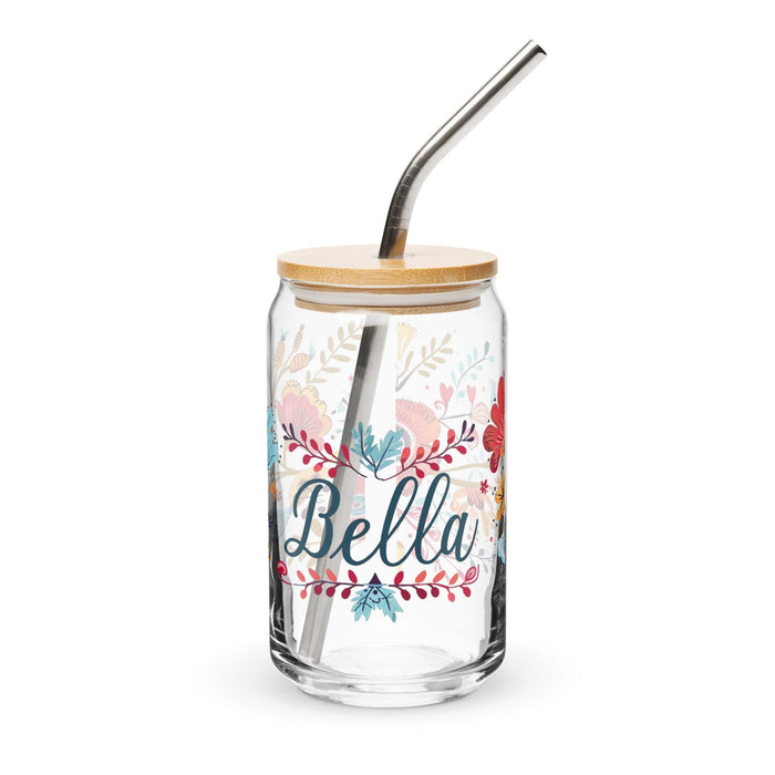 Bella Exclusive Name Art Piece Can-Shaped Glass Home Office Work Mexican Spanish Pride Gift Cup One-Of-A-Kind Calligraphy Glass | B2 Mexicada 16 oz With Lid & Straw