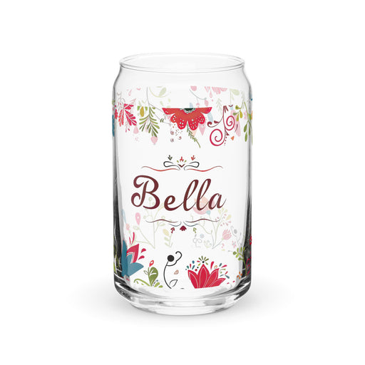 Bella Exclusive Name Art Piece Can - Shaped Glass Home Office Work Mexican Spanish Pride Gift Cup One - Of - A - Kind Calligraphy Glass | B22 - Mexicada