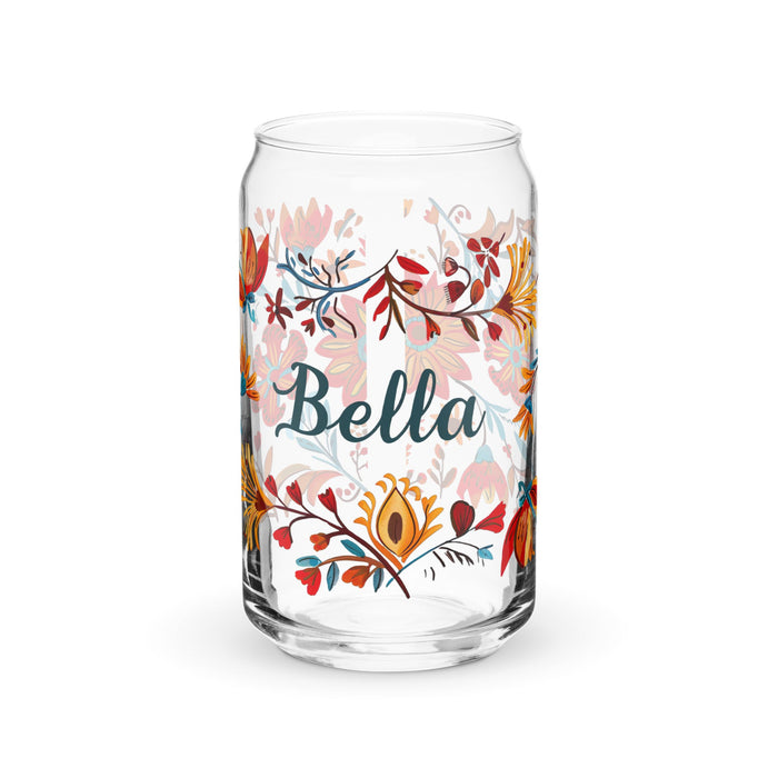 Bella Exclusive Name Art Piece Can - Shaped Glass Home Office Work Mexican Spanish Pride Gift Cup One - Of - A - Kind Calligraphy Glass | B23 - Mexicada