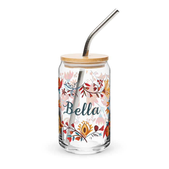 Bella Exclusive Name Art Piece Can - Shaped Glass Home Office Work Mexican Spanish Pride Gift Cup One - Of - A - Kind Calligraphy Glass | B23 - Mexicada