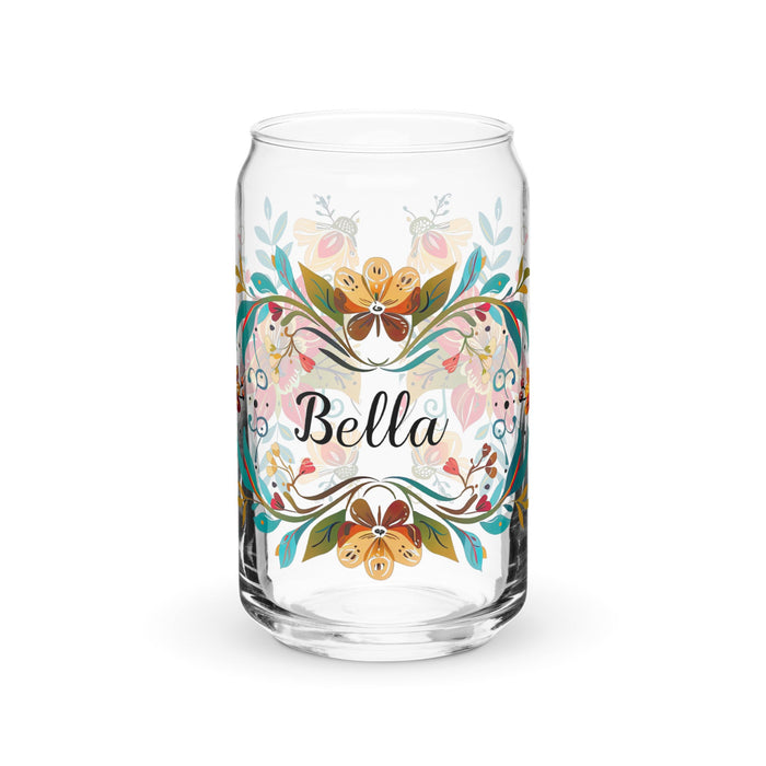 Bella Exclusive Name Art Piece Can - Shaped Glass Home Office Work Mexican Spanish Pride Gift Cup One - Of - A - Kind Calligraphy Glass | B24 - Mexicada