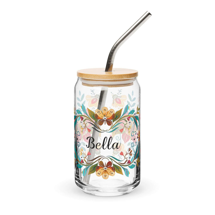 Bella Exclusive Name Art Piece Can-Shaped Glass Home Office Work Mexican Spanish Pride Gift Cup One-Of-A-Kind Calligraphy Glass | B24 Mexicada 16 oz With Lid & Straw