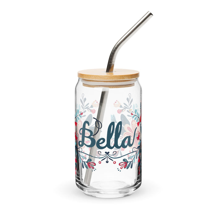 Bella Exclusive Name Art Piece Can - Shaped Glass Home Office Work Mexican Spanish Pride Gift Cup One - Of - A - Kind Calligraphy Glass | B25 - Mexicada