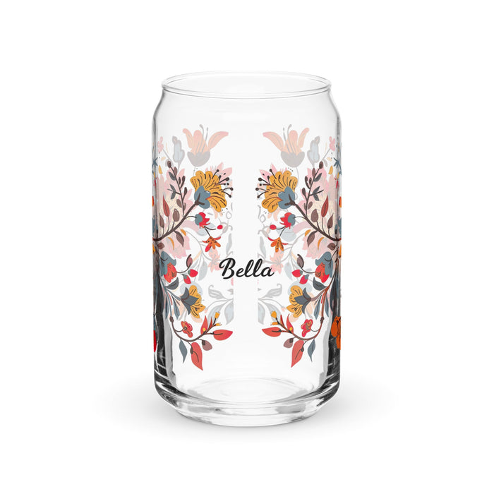 Bella Exclusive Name Art Piece Can - Shaped Glass Home Office Work Mexican Spanish Pride Gift Cup One - Of - A - Kind Calligraphy Glass | B26 - Mexicada