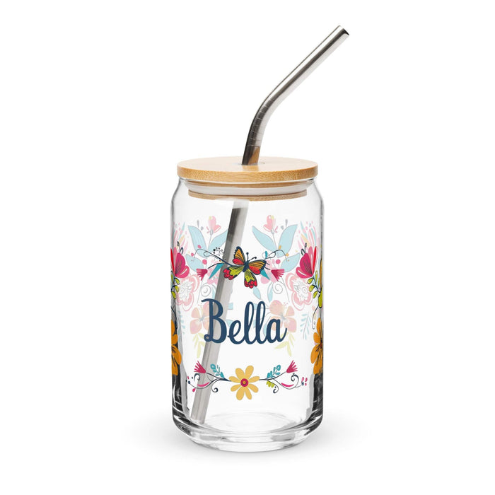 Bella Exclusive Name Art Piece Can-Shaped Glass Home Office Work Mexican Spanish Pride Gift Cup One-Of-A-Kind Calligraphy Glass | B28 Mexicada 16 oz With Lid & Straw