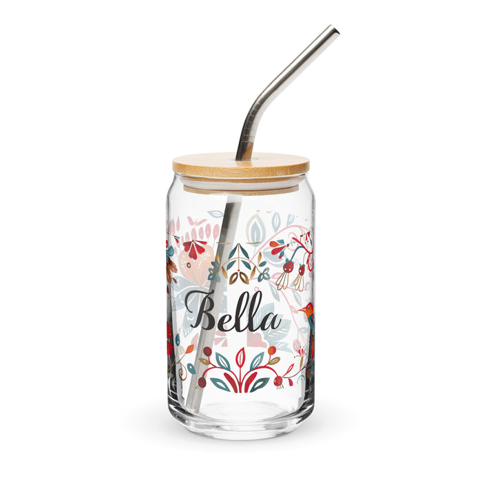 Bella Exclusive Name Art Piece Can - Shaped Glass Home Office Work Mexican Spanish Pride Gift Cup One - Of - A - Kind Calligraphy Glass | B4 - Mexicada