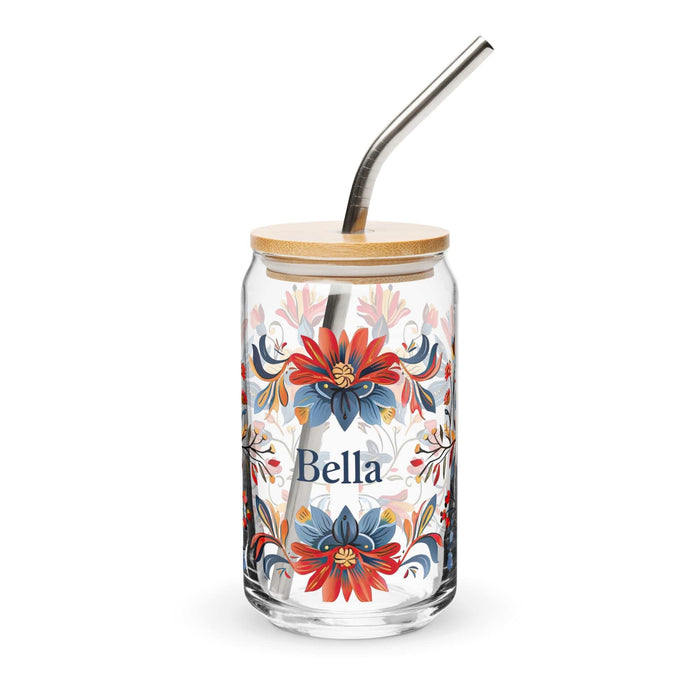 Bella Exclusive Name Art Piece Can-Shaped Glass Home Office Work Mexican Spanish Pride Gift Cup One-Of-A-Kind Calligraphy Glass | B5 Mexicada 16 oz With Lid & Straw