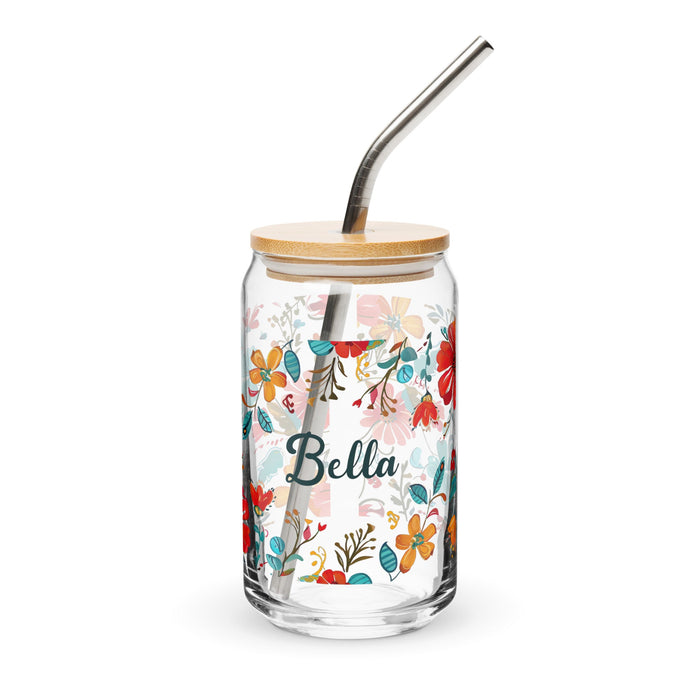 Bella Exclusive Name Art Piece Can - Shaped Glass Home Office Work Mexican Spanish Pride Gift Cup One - Of - A - Kind Calligraphy Glass | B6 - Mexicada