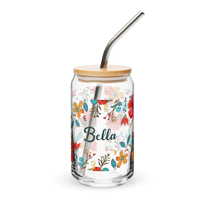 Bella Exclusive Name Art Piece Can-Shaped Glass Home Office Work Mexican Spanish Pride Gift Cup One-Of-A-Kind Calligraphy Glass | B6 Mexicada 16 oz With Lid & Straw