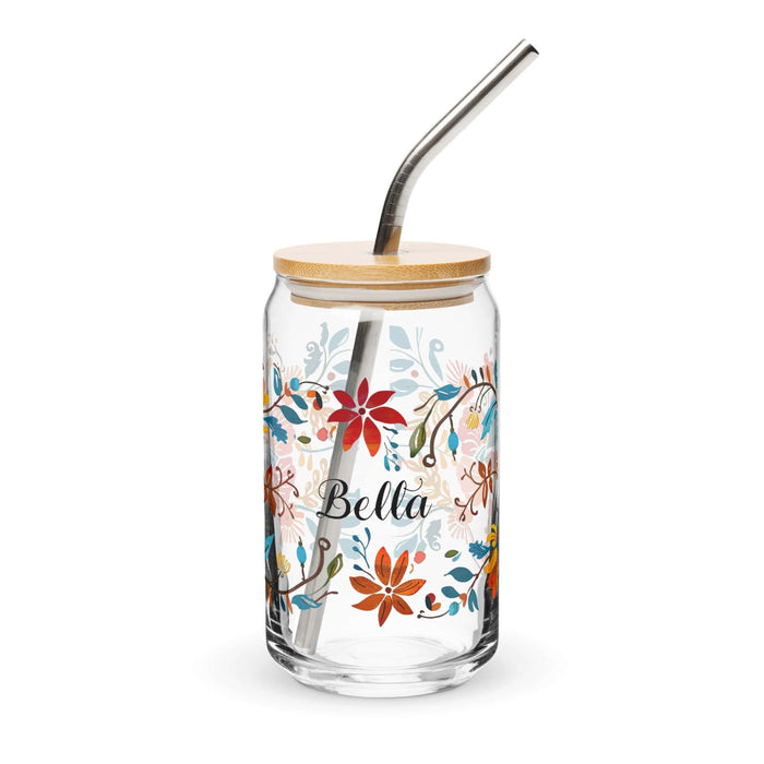 Bella Exclusive Name Art Piece Can-Shaped Glass Home Office Work Mexican Spanish Pride Gift Cup One-Of-A-Kind Calligraphy Glass | B8 Mexicada 16 oz With Lid & Straw