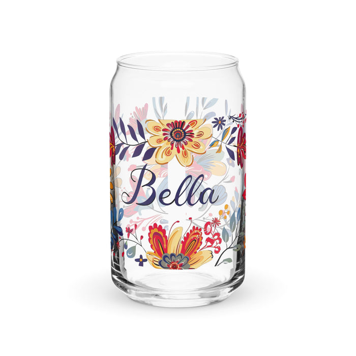 Bella Exclusive Name Art Piece Can - Shaped Glass Home Office Work Mexican Spanish Pride Gift Cup One - Of - A - Kind Calligraphy Glass | B9 - Mexicada