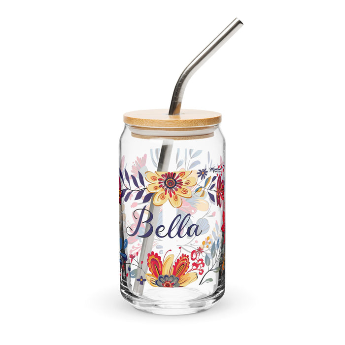 Bella Exclusive Name Art Piece Can - Shaped Glass Home Office Work Mexican Spanish Pride Gift Cup One - Of - A - Kind Calligraphy Glass | B9 - Mexicada