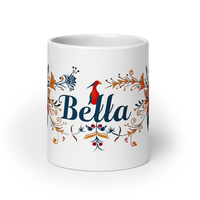 Bella Exclusive Name Art Piece Home Office Work Coffee Mug Mexican Spanish Pride Gift Cup One-Of-A-Kind Calligraphy White Glossy Mug | B14 Mexicada