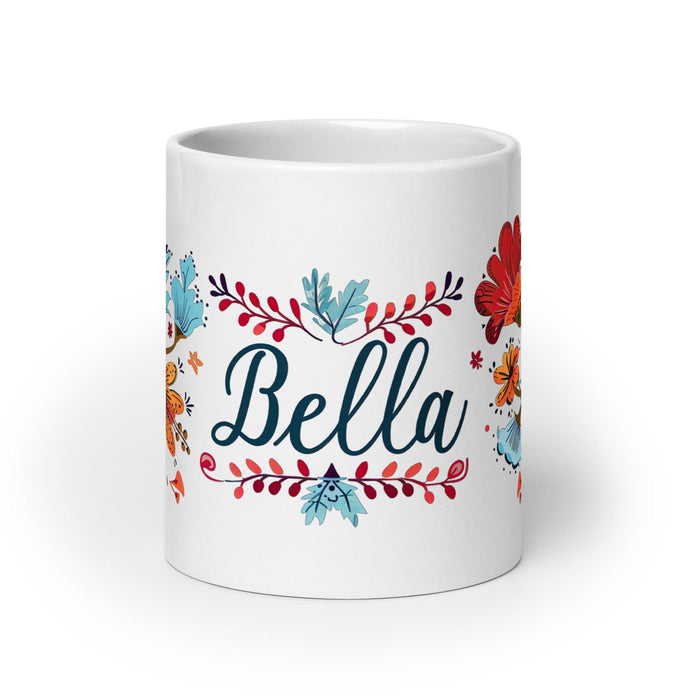 Bella Exclusive Name Art Piece Home Office Work Coffee Mug Mexican Spanish Pride Gift Cup One-Of-A-Kind Calligraphy White Glossy Mug | B2 Mexicada