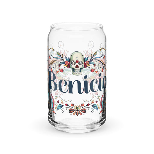 Benicio Exclusive Name Art Piece Can - Shaped Glass Home Office Work Mexican Spanish Pride Gift Cup One - Of - A - Kind Calligraphy Glass | B1 - Mexicada