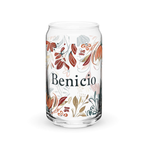 Benicio Exclusive Name Art Piece Can - Shaped Glass Home Office Work Mexican Spanish Pride Gift Cup One - Of - A - Kind Calligraphy Glass | B10 - Mexicada