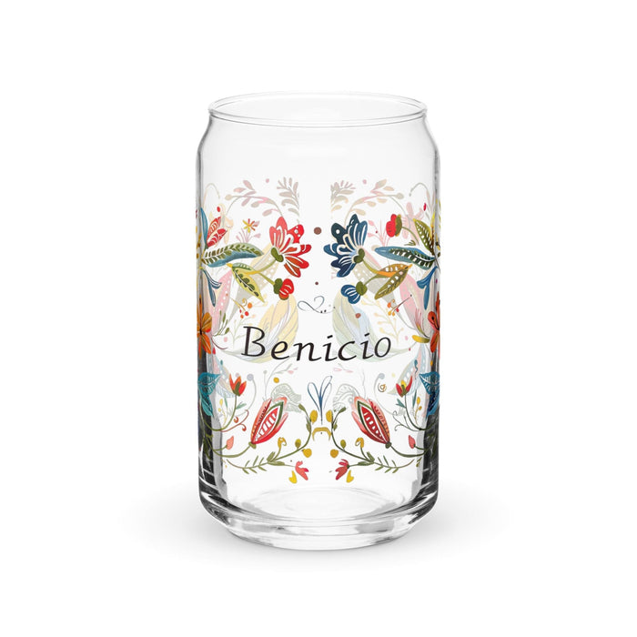 Benicio Exclusive Name Art Piece Can-Shaped Glass Home Office Work Mexican Spanish Pride Gift Cup One-Of-A-Kind Calligraphy Glass | B11 Mexicada 16 oz